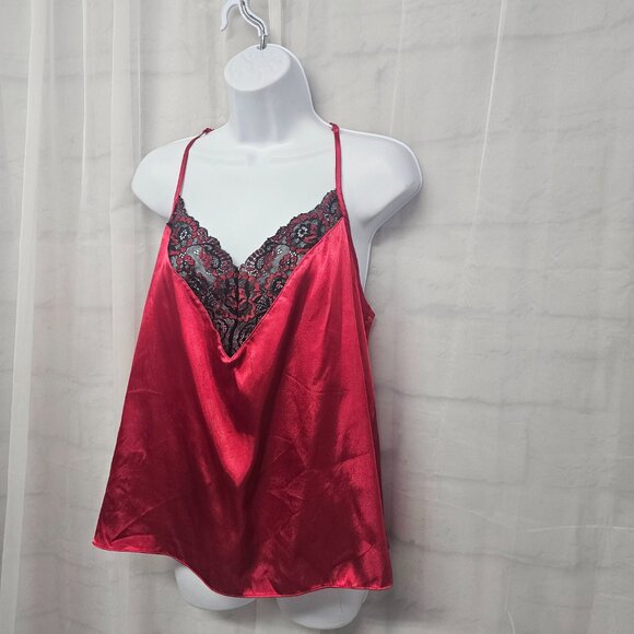 Secret Treasures Tank Cami Red Black Satin Lace Goth Whimsigoth Fairy XL - Picture 4 of 12